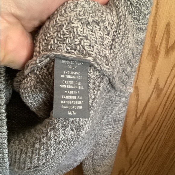 🍉Denver Hayes Men’s sweater, M, light grey, white, 100% cotton, cowl neck - Picture 5 of 10